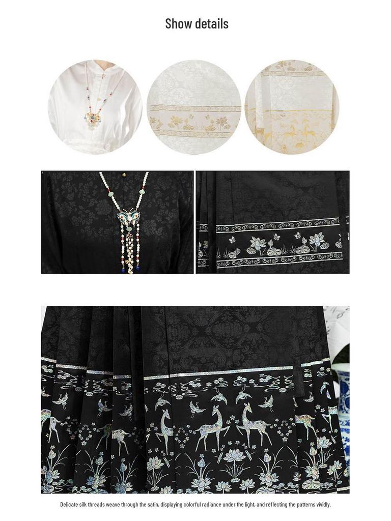 Nanxiang Jinxia [Nine-Colored Deer] Petite Women’s Hanfu: Slimming Horse Face Skirt Set