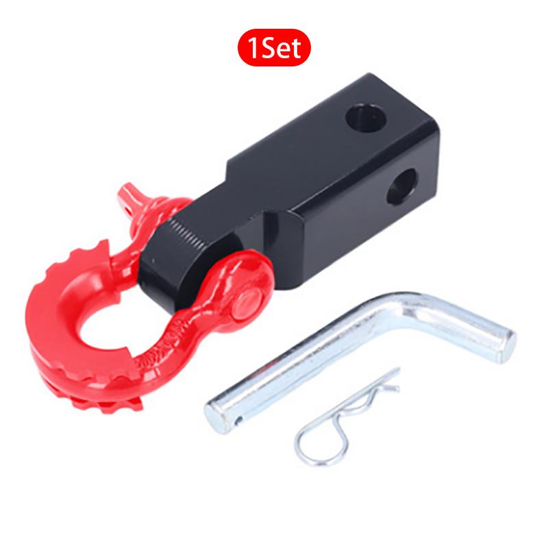 2  Shackle Receiver Recovery Shackle Block Double Hole Powder Coat RED Hitch Receiver Block Includes Hitch Pin D-Ring For SUV красный