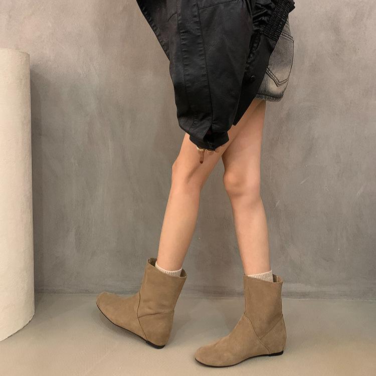 Small Man Height Increasing Birkenstock Short Boots Women's Boots Autumn and Winter Casual Versatile Western Boots Pile Boots Women
