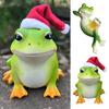 Christmas Santa Hat Frog Statue Indoor Outdoor Garden Frog Resin Figurine Sculpture Planter Pot Desktop Decoration Ornament