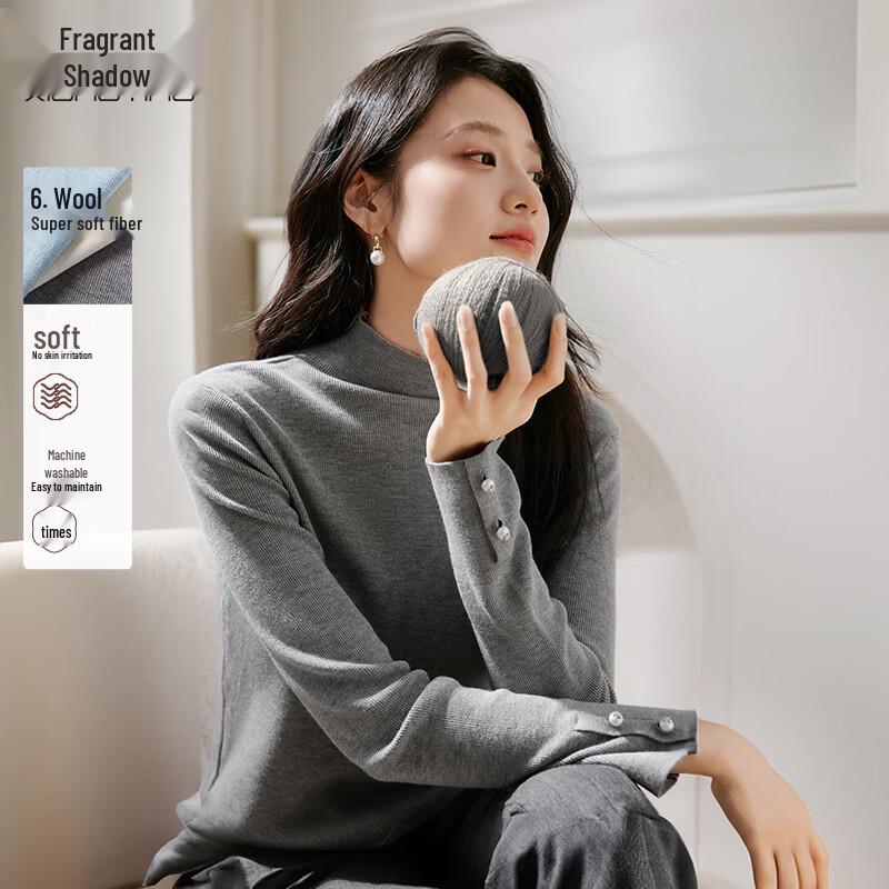 Xiangying Women s Star Collection Slim-Fit Half-High Collar Knit Sweater L