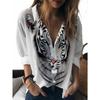 Chunqiu Ladies Digital Printing Small Fresh New Personality Trend Multi-color Splicing a Blue-eyed White Tiger