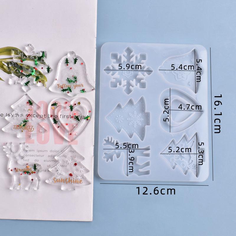 Weihnachtsform DIY Harz Kristall Epoxidform Schneeflocke Elch Anhänger Schlüsselanhänger Angebot Schmuck Silikonform Set Für Harz