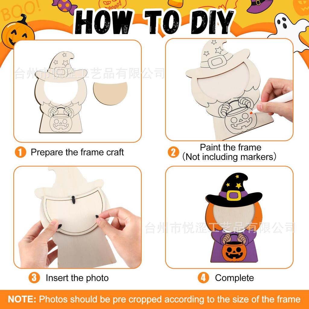 Halloween DIY Wooden Picture Frame Craft Kit for Kids - Handmade Wood Art Decor Party Gift