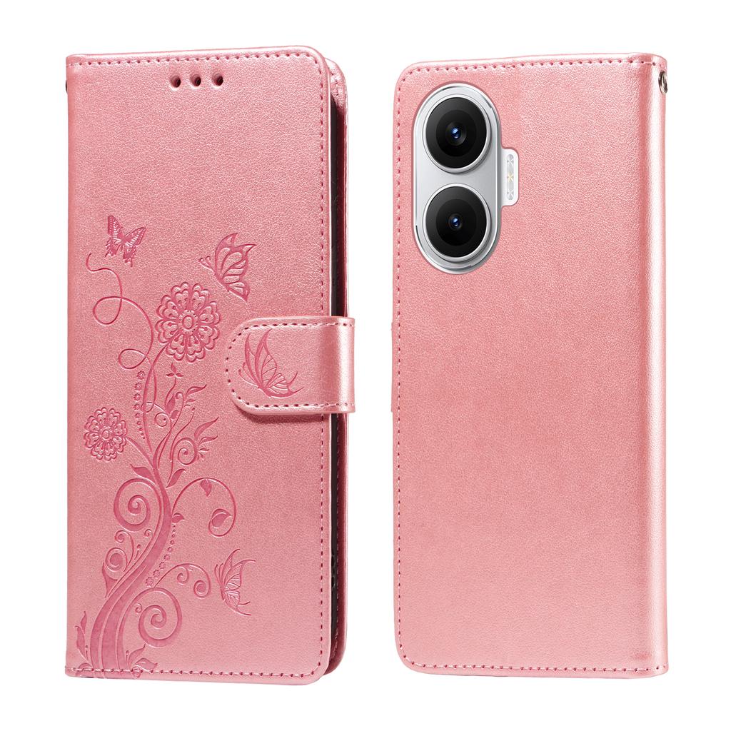 For Xiaomi Poco F7 5G/Redmi Turbo 4 Pro 5G Leather Case Butterfly Floral Imprint Wallet Stand Cover