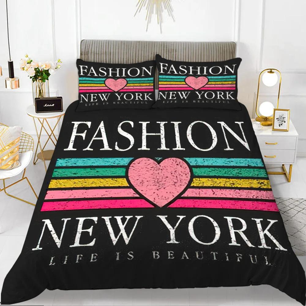 Red Love Romantic Valentine'S Day Theme Three-Piece Digital Printing Duvet Cover Bedding