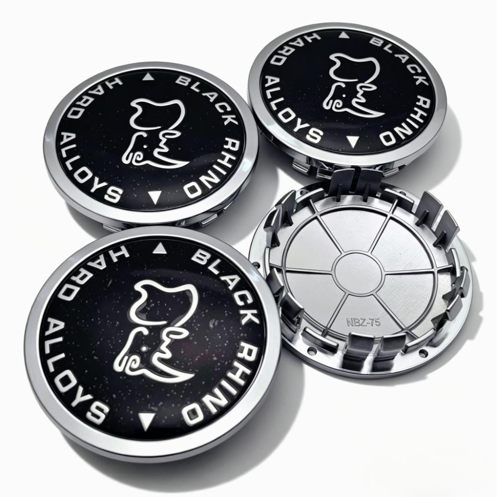 

4pcs Black Rhino Logo Emblem Car Wheel Center Caps 75MM Clips 65MM Rim Hubcaps Dust Cover Wheels Hub Cap Car Styling Accessories Black Rhino Badge&4pcs NBZ75 Wheel Cap
