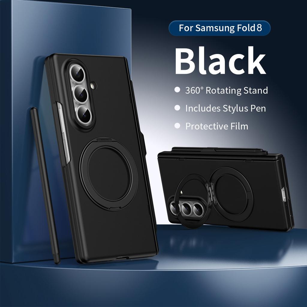 360 Rotating Magnetic Stand Hinge Protect Case for Samsung Galaxy Z Fold 8 7 6 5 4 3 Pen & Tempered Glass Screen Charging Cover