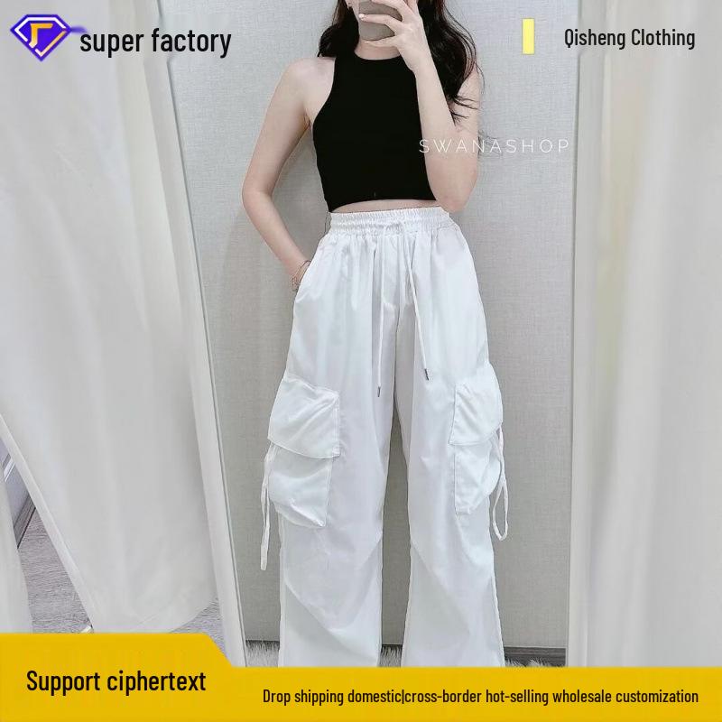 

Trendy Multi-Pocket Solid Color Casual Work Pants for Men and Women S