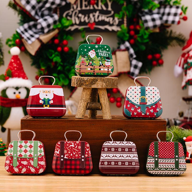 Haobei Christmas Tinplate Handbag Candy Box for Children - Small Cookie Gift Box