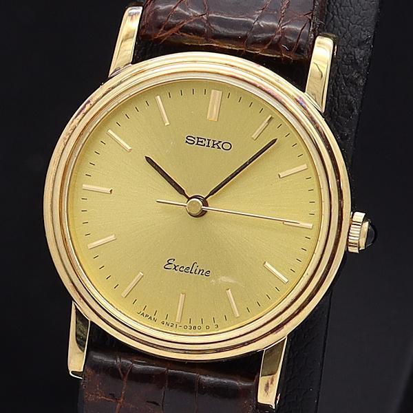 [USED] Seiko QZ Exceline 4N21-0180 Gold Dial Women's Watch