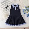 Girls' Dress Summer Dress Korean Princess Dress College Style Dress Children's Polo Collar Vest Dress