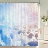 Blauer Himmel Wolken Landschaft Duschvorhang Wasserdichter Badezimmervorhang Mit Haken Badezimmer Vorhänge Stoff 3D Gedruckt 180*200cm Vorhang