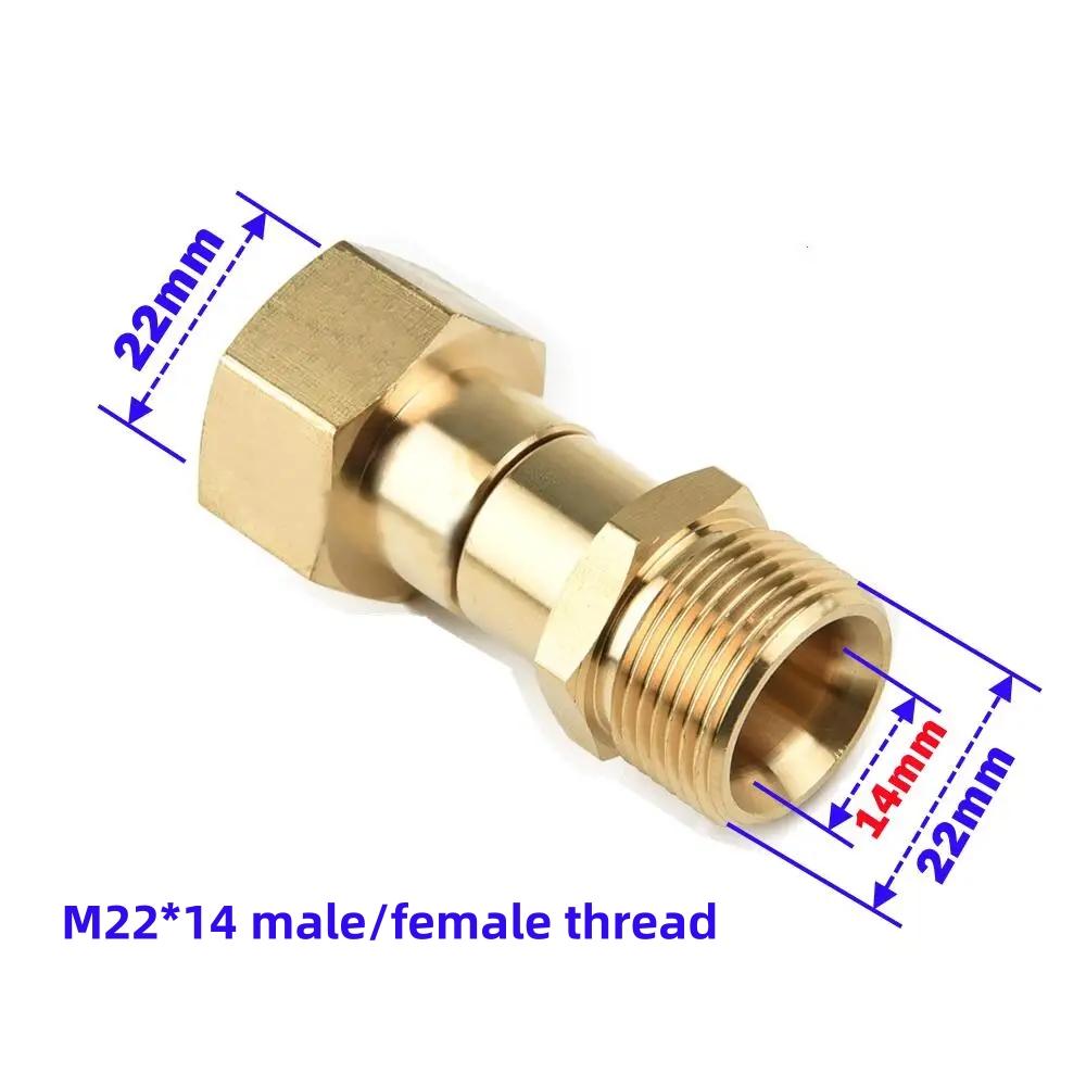 

M22*14mm Thread Fast Connector High Pressure Washer Brass Swivel Joint Garden Irrigation Car Washing Water Hose Rotating Adapter