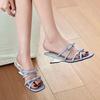 Hot Selling 2025 New French Style Summer Concise Open Toe Women Slippers Fashion Butterfly-knot Low Heels Party Pump Slide Shoes
