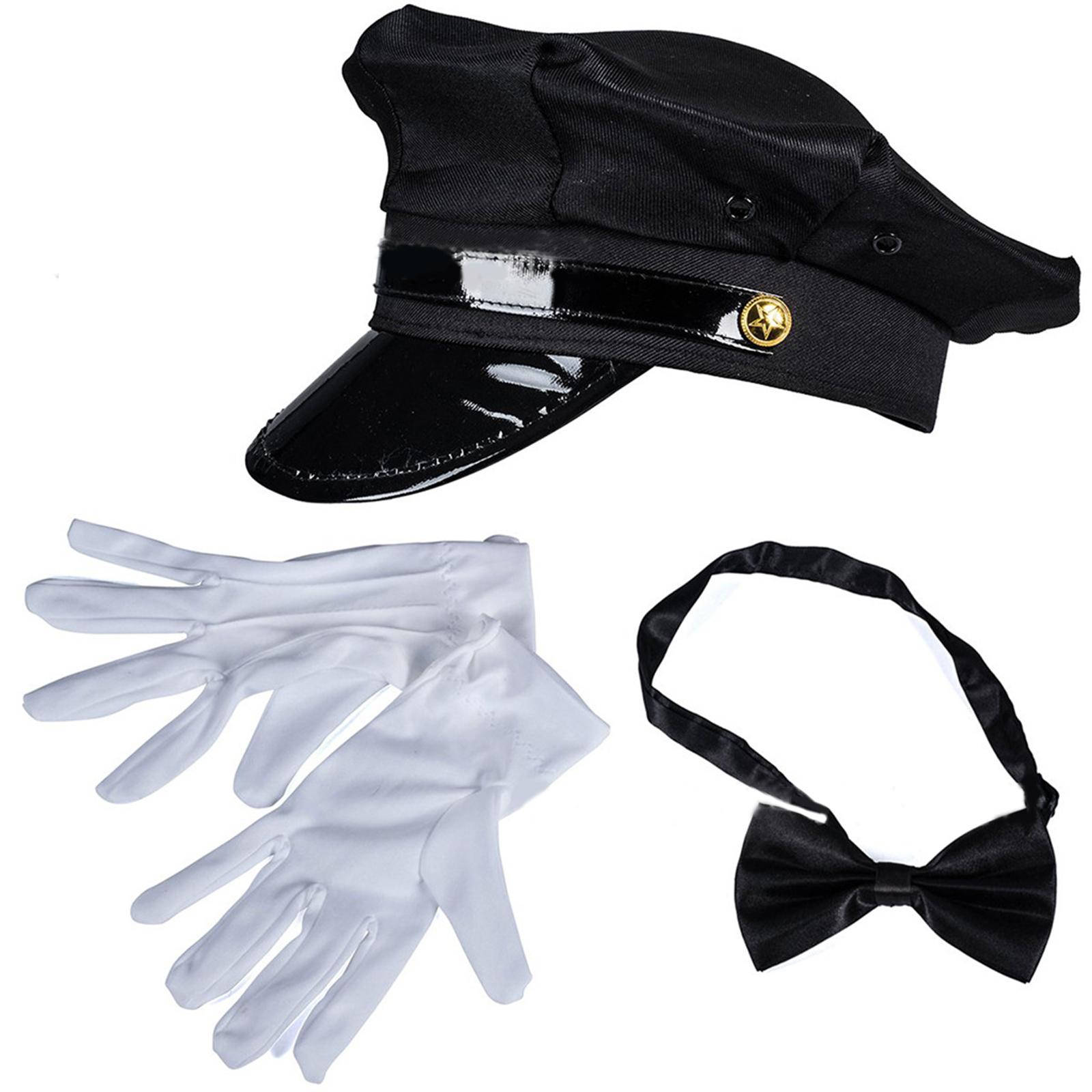 

Chauffeur Suit Halloween Chauffeur Hat and Eyeglasses Mustaches Bowtie Set for Role Playing Chauffeur T4