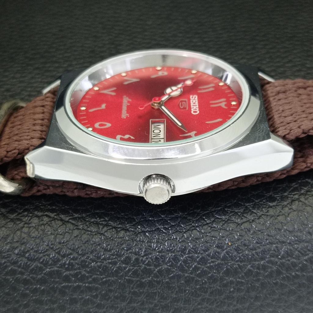 JAPAN VINTAGE REFURBISHED SEIKO 5 AUTOMATIC 6309A MENS RED DIAL WATCH a441331-5
