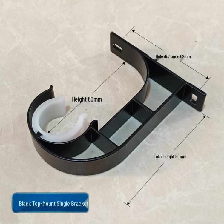 Aluminum Alloy Roman Curtain Rod Bracket - Single Rod, Top Mount, Thickened Metal
