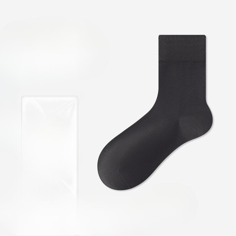 Men's Spring and Autumn Business Pure Color Cotton Deodorant Sweat Absorption Breathable Boneless Tube Socks