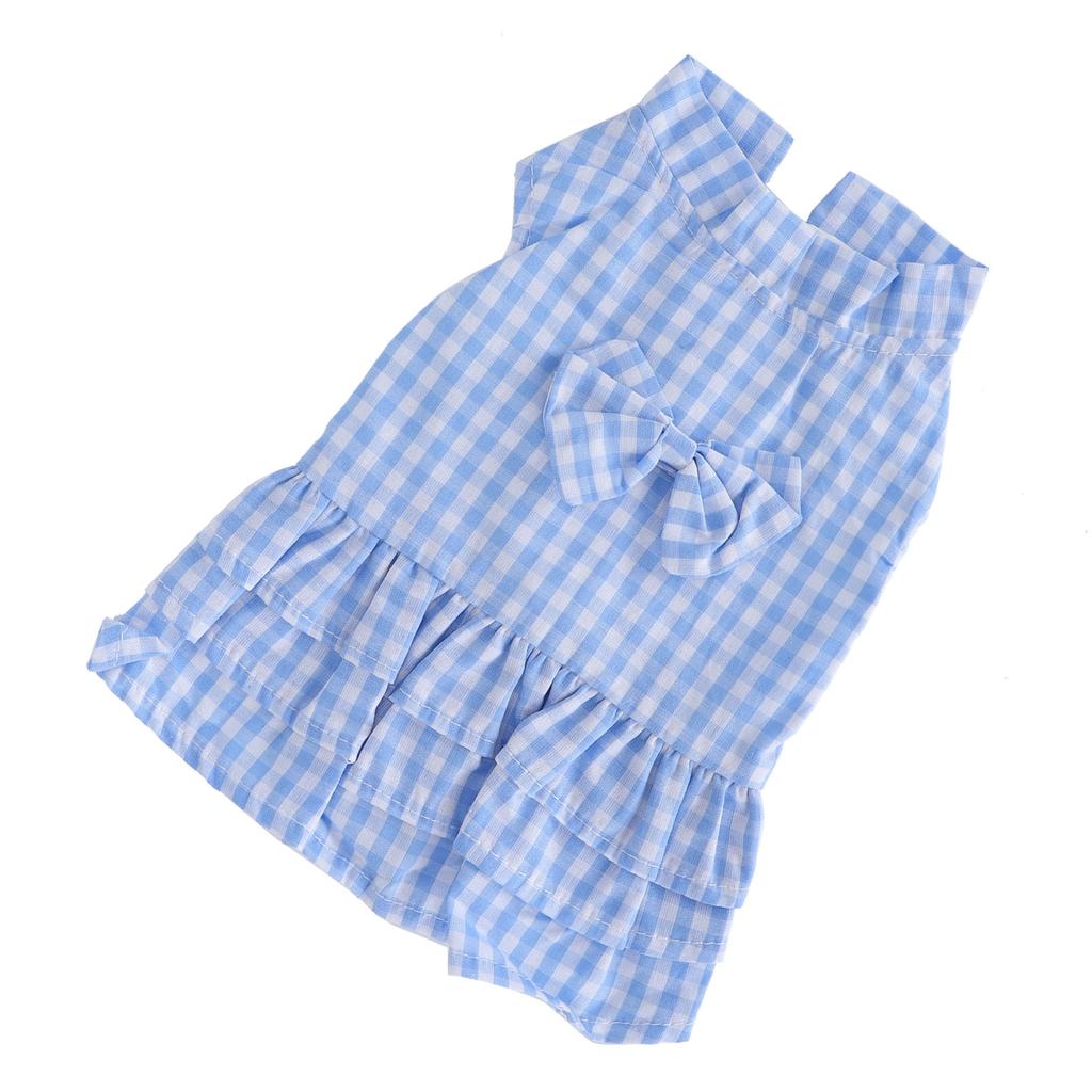 Blue Pet Summer Clothes Dog Polyester Sleeveless TShirt Skirt BowKnot Dress