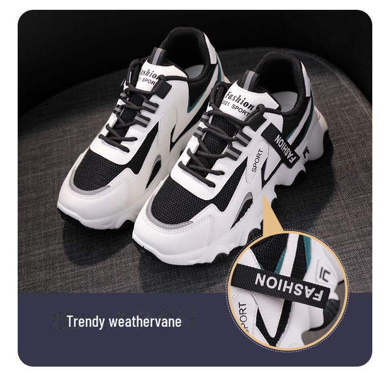 Women's Trendy Dad Sneakers - Spring 2025, Thick-Soled, White, Height-Enhancing, Breathable Casual Sports Shoes