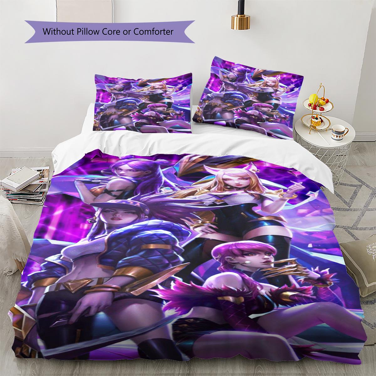 

KDA Pattern Bedding Quilt Set Quilt Cover Pillowcase Home Decoration Gift (1 * duvet cover + 2 * pillowcase, without core) 135x200cm