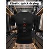 Mens White Compression Short Sleeve T-Shirt Vertical Black And Red Letter Graphic Quick Dry Elastic Breathable Gym Workout And Running Athletic Top