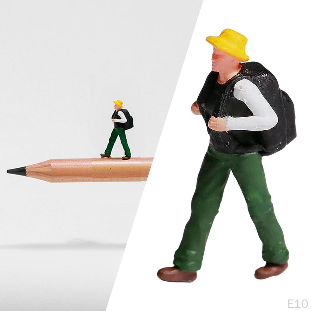1/8 Diorama Painted People Character w/ Backpack Doll for Micro Scene DIY Model Ornament cm