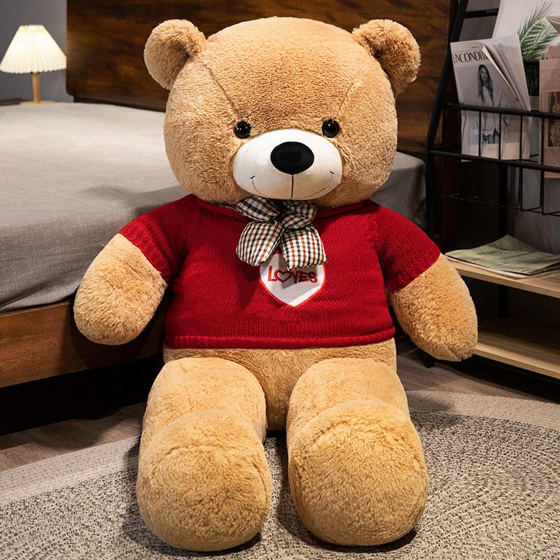 New 100cm Giant Dressed Sweater Bear Bowknot Multiple Color Options Plush Animals Dolls Super Soft Baby Soothing Toys Gift Decor
