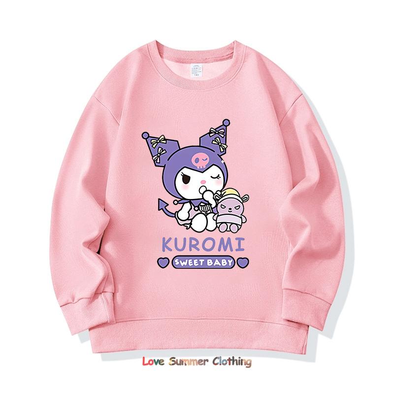 Girls Crewneck Sweatshirt My Melody Sario Cute Hoodie Clothes Kawaii Girls Kuromi Sweatshirt Spring Autumn Sweatshirt Child Tops