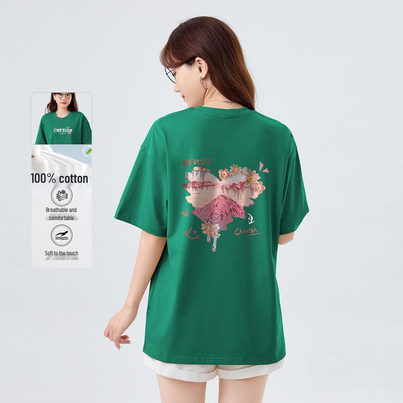 Baleno Women s 100% Cotton Loose Fit Printed Short Sleeve T-Shirt XL