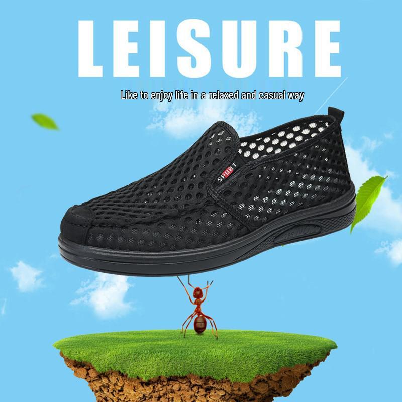 Atmungsaktive Mesh-Sandalen für Herren im Sommer für mittlere und ältere Menschen - Rutschfest, Geschlossene Zehenpartie, Freizeit-Schuhwerk
