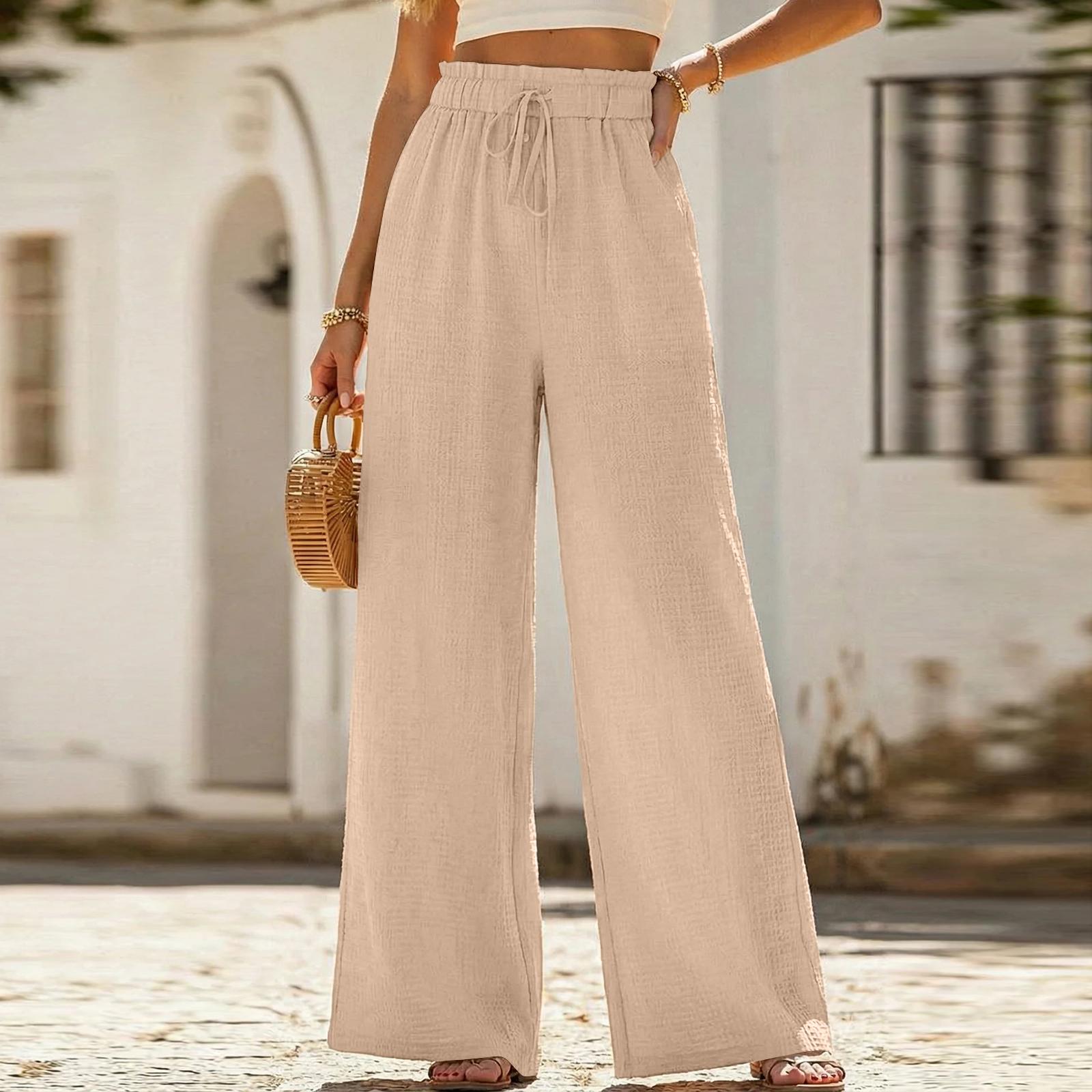

Women s Color Straight Leg Pants Casual Wide Leg Pants XXL хакі
