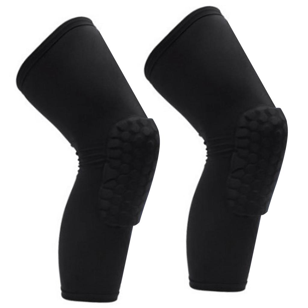 2PCS Knee Brace Unisex Lengthened Honeycomb Anti Collision Compression Knee Sleeve for Basketball Black M  For