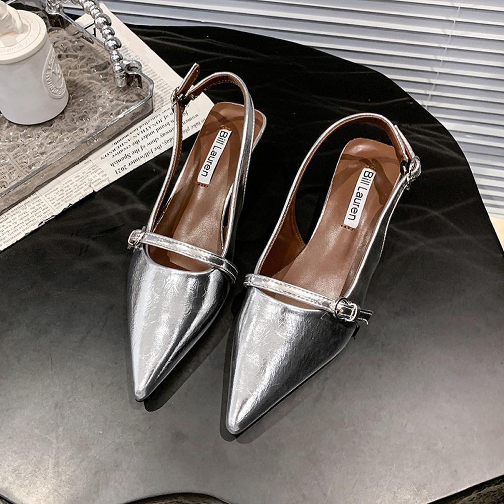 2025 Woman Sexy High Heels Women Sandals Summer Fashion Pointed Toe Low-heel Pumps Slingbacks Elegant Female Heeled Shoes