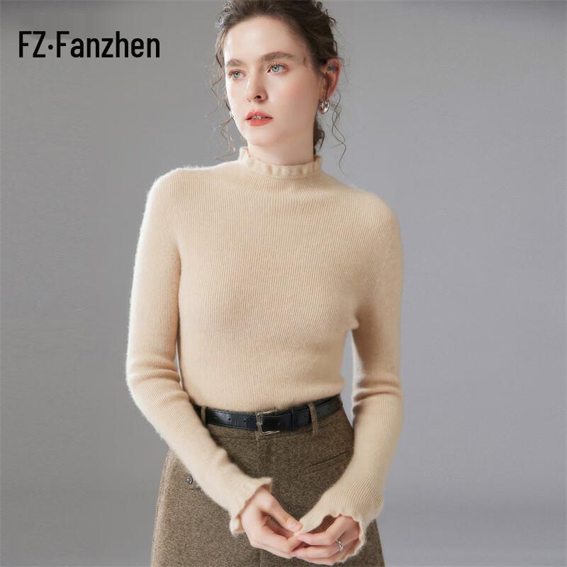 Fanzhen Women s High-Neck Slim Fit Cashmere Sweater XL