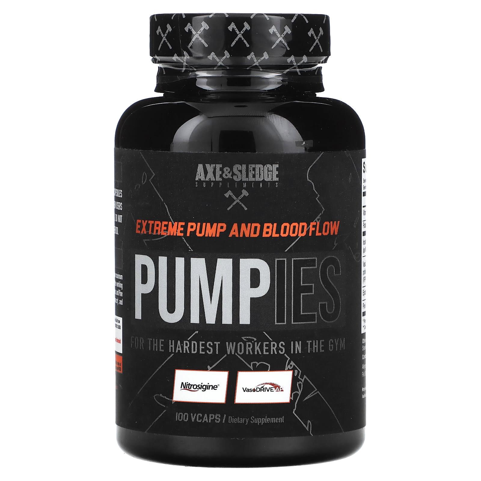 

Ax & Sledge Supplements, Pumpies, Enhance Pumps and Blood Flow, 100 Capsules