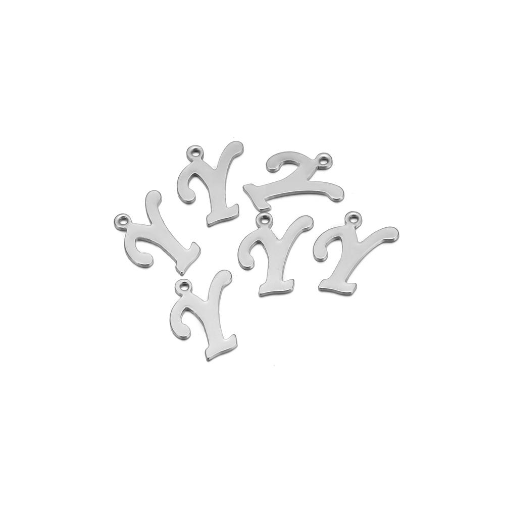 50pcs Stainless Steel Cursive Font 26 Letter Pendant Alphabet Charms Necklace Pendant DIY Jewelry Bracelet Making Earrings Craft