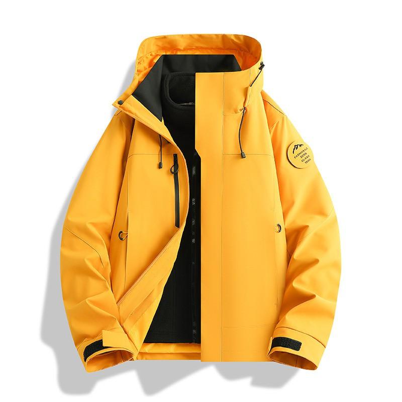 Herren Damen 3-in-1 Abnehmbare Kapuze Outdoorjacke Winddicht Warm Wasserdicht Wander Camping Reise Mantel