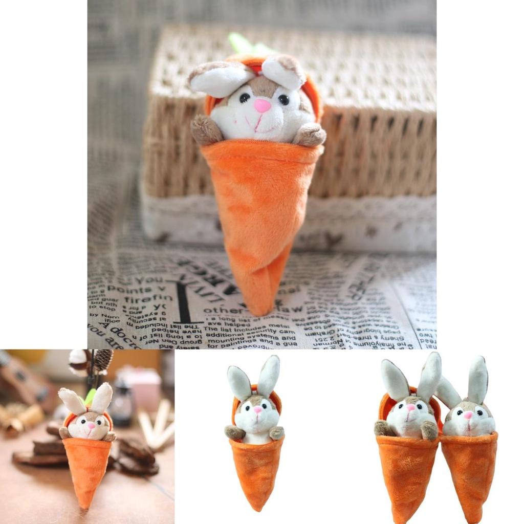 Cute Carrot Bunny Plush Toy Pendant For Bags And Keys, Soft Short Plush, 15cm Height