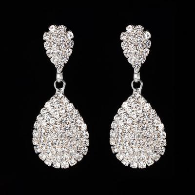 Rhinestone Claw Chain Teardrop Bridal Earrings - Hot Fashion Accessory E603