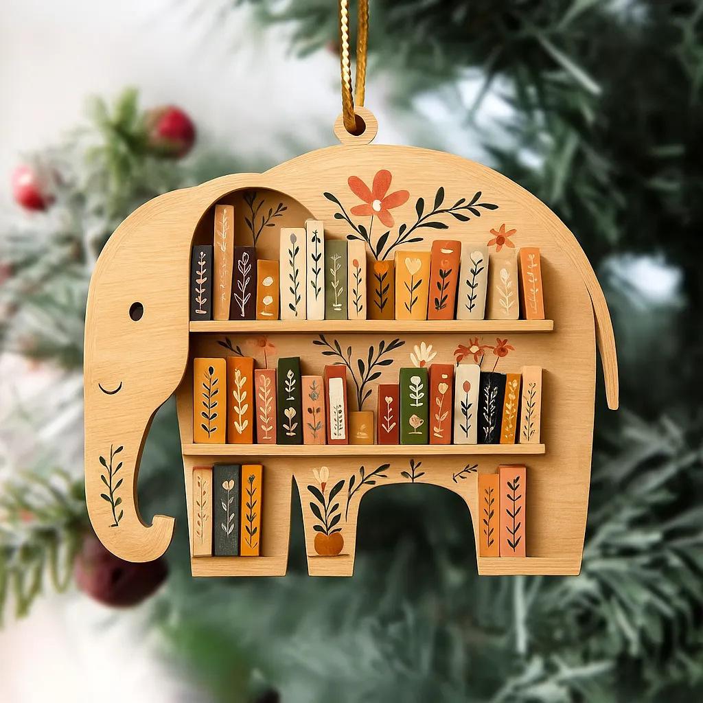 1 PC Animal Bookshelf Ornament Wooden Hanging Item, Holiday Gift