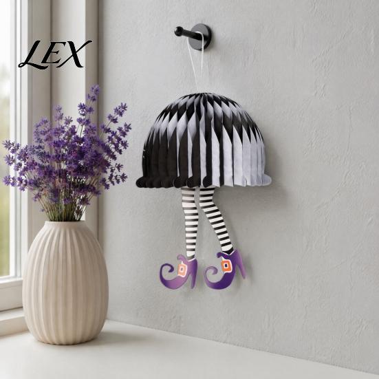 Seasonal Lawn Ornaments Halloween Honeycomb Witch Leg Ornament, Foldable Paper Creepy Garden Hanging Decoration for Party, Holiday Home Decor Festive