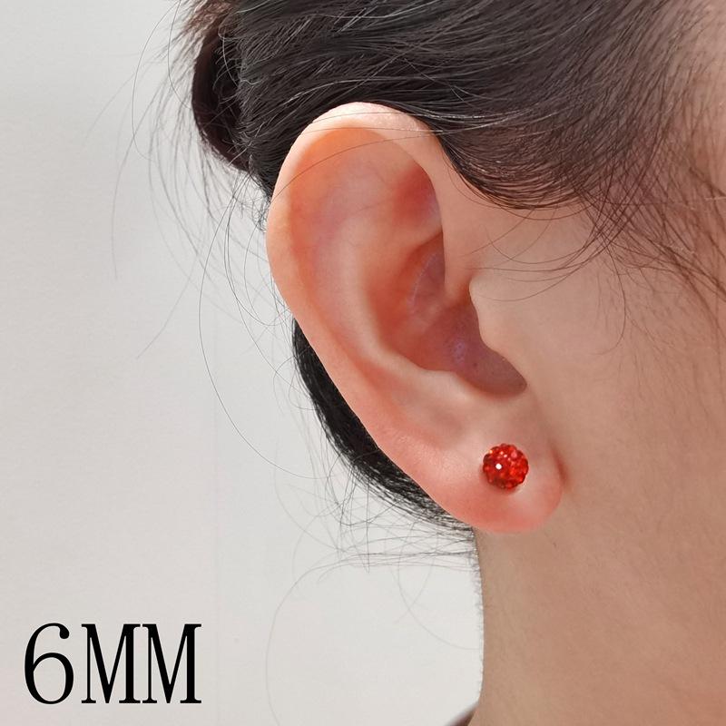 Screw Red Full Drill Stud Earrings, New Earbone Nails, Ear Hole Earrings