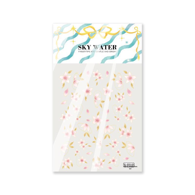 Sky Bestseller: Ancient Style Cloisonné Enamel Peach Blossom Nail Art Stickers - Embossed, DIY Waterproof National Style.