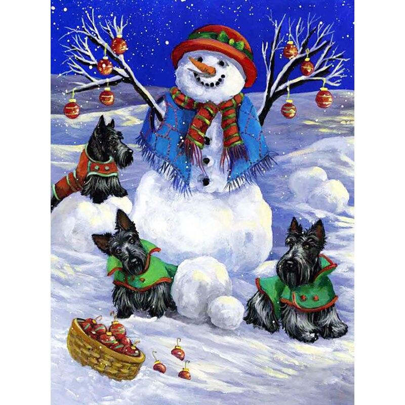 5D Diamond Painting Cartoon Snowman Diamond Embroidery Snow Scene Cross Stitch Full Round Drill Home Decor Christmas Gift