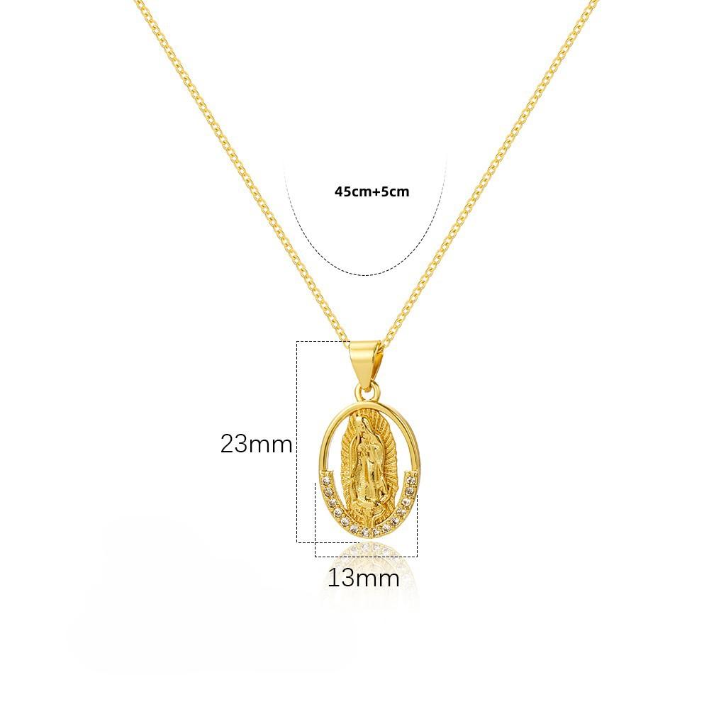 Pendentif Madonna incrusté de Zircon, collier en forme de O, pendentif déesse à breloque féminine