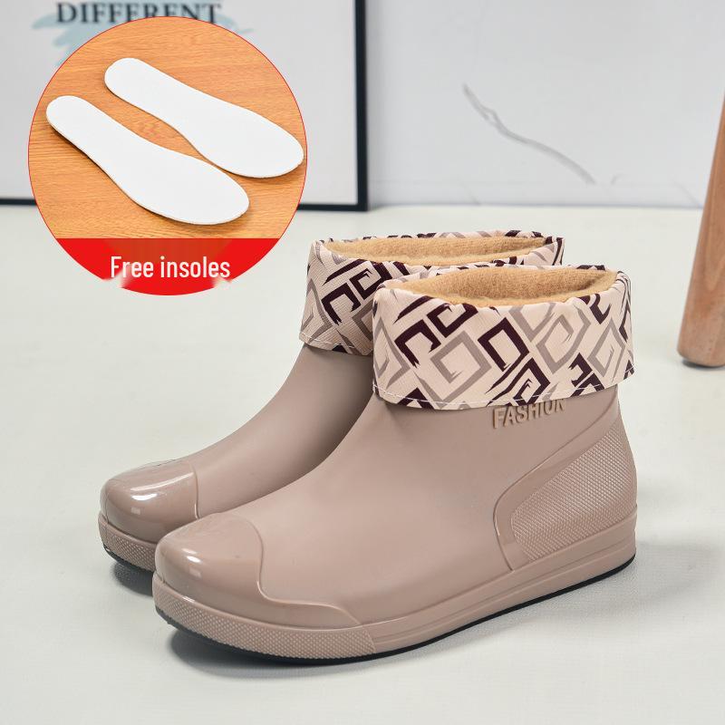 Women's Fashion Waterproof Non-Slip Fleece-Lined Short Rain Boots