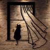Black Cat Window Metal Painting for Living Room Bedroom Office