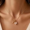 Lock and Key Heart Necklace for Women, Luxury Gold Plated Stainless Steel Zirconia Pendant, Valentine Gift